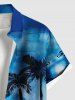 Plus Size Coconut Tree Tie Dye Oil Painting Print Buttons Pocket Hawaii Shirt For Men -  