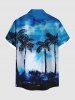 Plus Size Coconut Tree Tie Dye Oil Painting Print Buttons Pocket Hawaii Shirt For Men -  