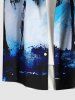 Plus Size Coconut Tree Tie Dye Oil Painting Print Buttons Pocket Hawaii Shirt For Men -  