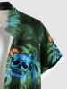 Chemise hawaïenne grande taille à imprimé tropical et feuilles d'oranger, avec boutons et poches, pour homme - Vert 3XL
