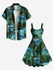 Robe débardeur hawaïenne grande taille à imprimé tropical et feuilles d'oranger - Vert clair L