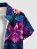 Chemise hawaïenne grande taille à imprimé feuilles tropicales et fleurs d'hibiscus, avec poches et boutons, pour homme - Pourpre  L