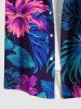 Chemise hawaïenne grande taille à imprimé feuilles tropicales et fleurs d'hibiscus, avec poches et boutons, pour homme - Pourpre  L