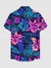 Chemise hawaïenne grande taille à imprimé feuilles tropicales et fleurs d'hibiscus, avec poches et boutons, pour homme - Pourpre  L