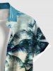 Chemise hawaïenne grande taille à imprimé cocotiers et ondulations d'eau, boutons et poches pour homme - Vert 2XL