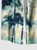 Chemise hawaïenne grande taille à imprimé cocotiers et ondulations d'eau, boutons et poches pour homme - Vert 2XL