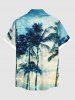 Plus Size Coconut Tree Water Ripples Print Buttons Pocket Hawaii Shirt For Men -  