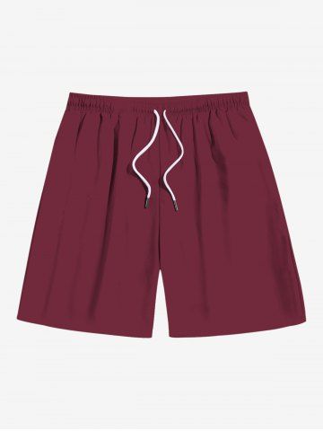 Plus Size Solid Color Drawstring Pockets Beach Shorts For Men