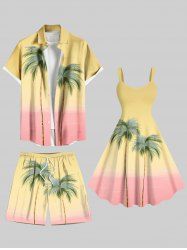 Coconut Tree Ombre Print Plus Size Matching Hawaii Beach Outfit For Couples -  