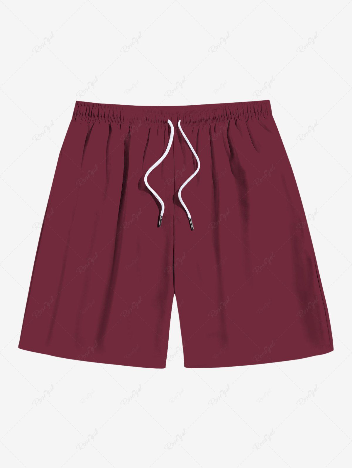 Hot Plus Size Solid Color Drawstring Pockets Beach Shorts For Men  