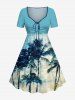 Coconut Tree Water Ripples Print Plus Size Matching Hawaii Beach Outfit For Couples -  
