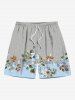 Flower Leaf Branch Herringbone Stripe Print Plus Size Matching Hawaii Beach Outfit For Couples -  