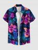 Tenue de plage hawaïenne assortie grande taille à imprimé feuilles tropicales et fleurs d'hibiscus pour couples - Pourpre  