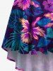 Tenue de plage hawaïenne assortie grande taille à imprimé feuilles tropicales et fleurs d'hibiscus pour couples - Pourpre  