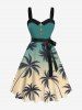 Tenue de plage hawaïenne assortie grande taille à imprimé ombré cocotier pour couples - Vert 