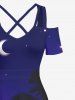 Coconut Tree Moon Ombre Sky Star Print Plus Size Matching Hawaii Beach Outfit For Couples -  