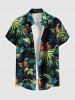 Tenue de plage hawaïenne assortie grande taille à imprimé perroquet et feuilles tropicales ombrées pour couples - Vert 