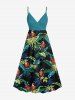 Tenue de plage hawaïenne assortie grande taille à imprimé perroquet et feuilles tropicales ombrées pour couples - Vert 
