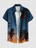 Tenue de plage hawaïenne assortie grande taille à imprimé pluie de météores et cocotiers, pour couples - Bleu 
