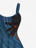 Tenue de plage hawaïenne assortie grande taille à imprimé pluie de météores et cocotiers, pour couples - Bleu 