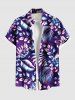 Tenue de plage hawaïenne assortie grande taille à imprimé feuilles tropicales et fleurs d'hibiscus pour couples - Pourpre  
