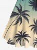 Plus Size Coconut Tree Ombre Print Hawaii Button A Line Tank Dress with Removable Belt -  