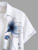 Plus Size Ink Painting Watercolor Flower Print Hawaii Button Pocket Shirt For Men -  