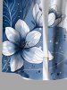 Plus Size Ink Painting Watercolor Flower Print Hawaii Button Pocket Shirt For Men -  