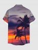 Chemise hawaïenne grande taille à imprimé cocotiers et crépuscule ombré pour homme - Rouge 5XL