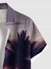 Chemise hawaïenne grande taille à imprimé cocotiers et crépuscule ombré pour homme - Rouge 5XL