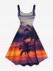Plus Size Coconut Tree Ombre Dusk Print Hawaii A Line Tank Dress -  