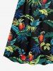 Plus Size Ombre Tropical Leaf Parrot Print Hawaii Surplice A Line Cami Dress -  