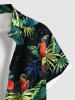 Chemise hawaïenne grande taille à imprimé perroquet et feuilles tropicales ombrées pour homme - Vert profond M