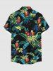 Chemise hawaïenne grande taille à imprimé perroquet et feuilles tropicales ombrées pour homme - Vert profond M