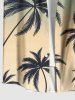 Plus Size Coconut Tree Ombre Print Hawaii Button Pocket Shirt For Men -  