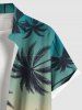 Plus Size Coconut Tree Ombre Print Hawaii Button Pocket Shirt For Men -  