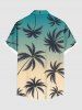 Plus Size Coconut Tree Ombre Print Hawaii Button Pocket Shirt For Men -  