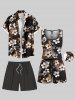 Plus Size Solid Hawaii Drawstring Pockets Beach Shorts For Men -  