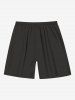 Short de plage uni grande taille avec cordon de serrage et poches pour homme - Noir 7XL