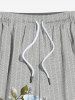 Plus Size Flower Branch Textured Print Hawaii Drawstring Pocket Beach Shorts For Men -  