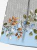 Plus Size Flower Branch Textured Print Hawaii Drawstring Pocket Beach Shorts For Men -  