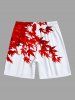 Short de plage hawaïen grande taille à imprimé feuilles d'érable pour homme - Blanc 8XL