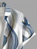 Plus Size Curve Pattern Print Buttons Pocket Hawaii Shirt For Men -  