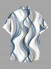 Plus Size Curve Pattern Print Buttons Pocket Hawaii Shirt For Men -  