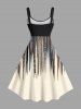 Plus Size Scarf Pattern Design Geometric Stripes Print Tank Dress -  