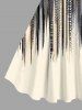 Plus Size Scarf Pattern Design Geometric Stripes Print Tank Dress -  