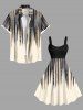 Robe débardeur grande taille à imprimé géométrique et rayures - café lumière L