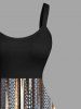 Plus Size Scarf Pattern Design Geometric Stripes Print Tank Dress -  