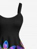 Plus Size Daisy Flowers Leaf Neon Print Hawaii Tank Dress -  