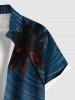 Plus Size Coconut Tree Meteor Shower Ombre Print Buttons Pocket Hawaii Shirt For Men -  